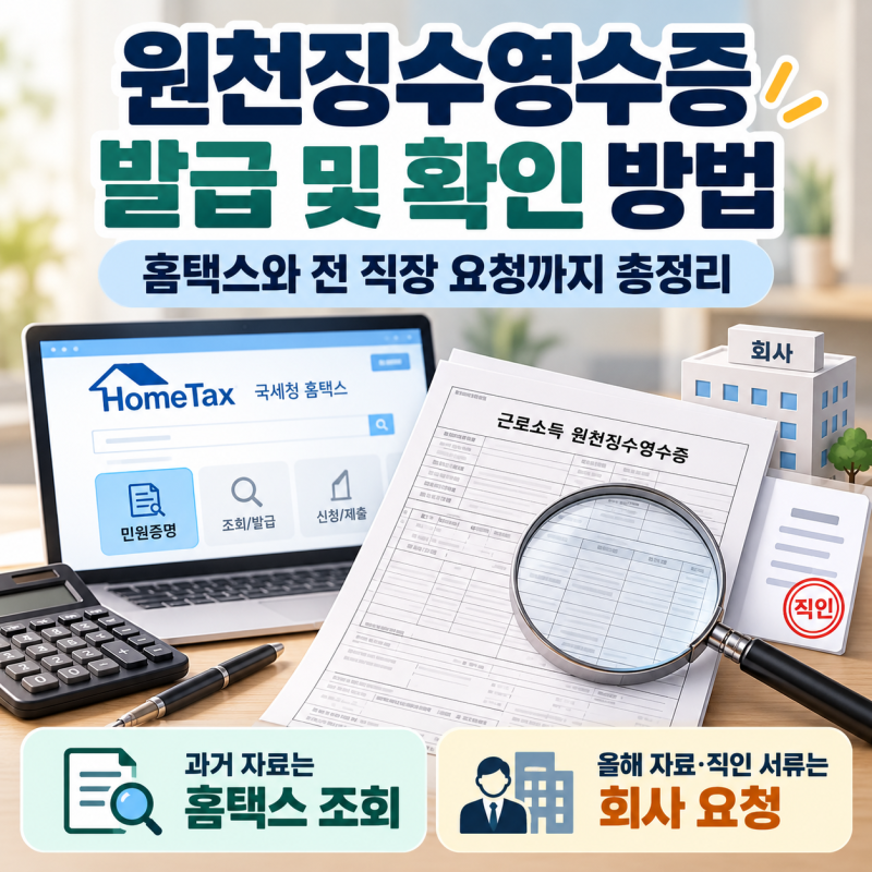 원천징수영수증 발급 및 확인 방법, 홈택스와 전 직장 요청까지 총정리
