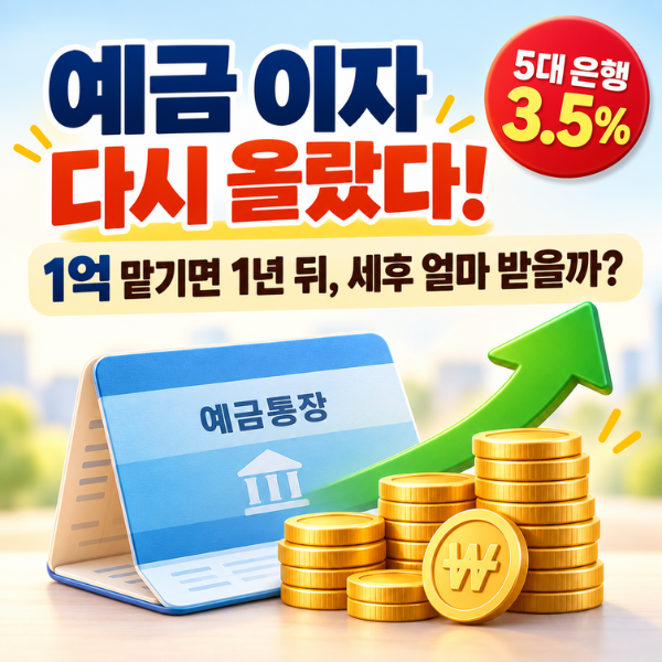같은 1억인데 이자가 50만 원 차이? 5대 은행 예금금리 3.5% 돌파, 지금 넣으면 세후 얼마