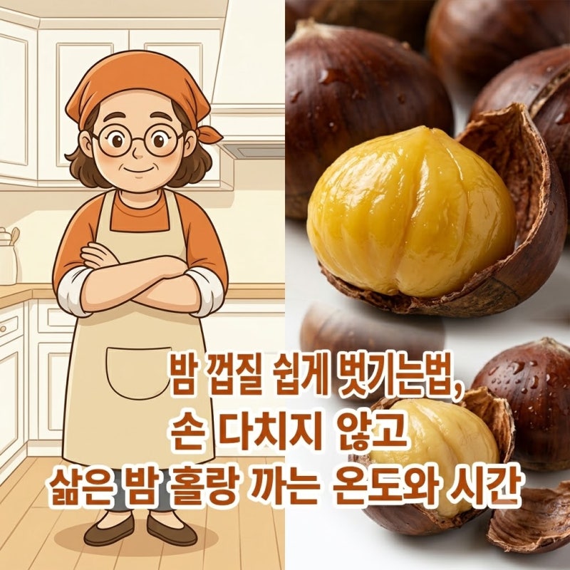 밤 껍질 쉽게 벗기는법, 손 다치지 않고 삶은 밤 홀랑 까는 온도와 시간
