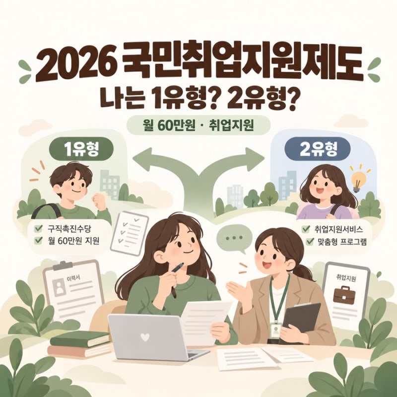 2026 국민취업지원제도 1·2유형 총정리｜월 60만원·자격조건·신청방법