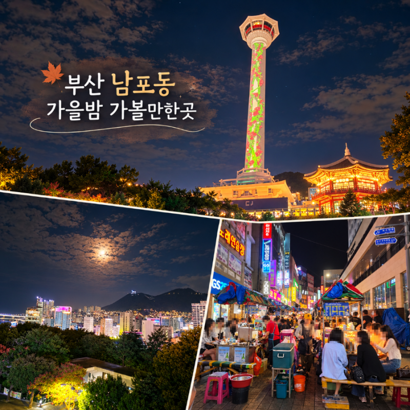 부산 야경 데이트 명소 용두산공원 부산타워 남포동 포차거리
