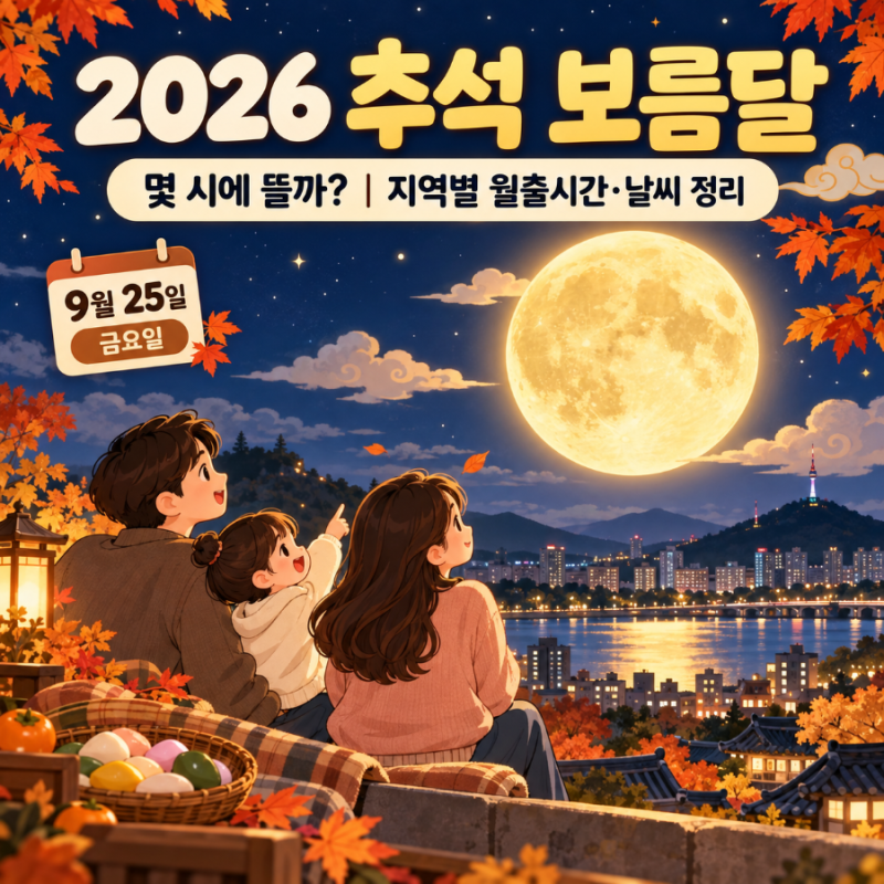 2026 추석 보름달 뜨는 시간｜서울·부산·대전 월출시간, 추석 날씨는?