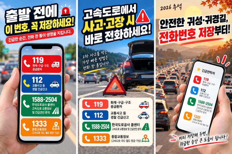 2026년 추석 귀성길 고속도로 정체 시간 총정리｜실시간 교통정보·전화번호·사고 대처법