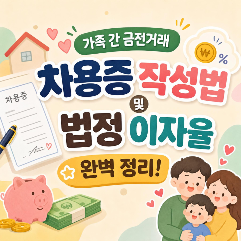 가족 간 금전거래 차용증 작성법, 법정 이자율, 무이자 한도까지!