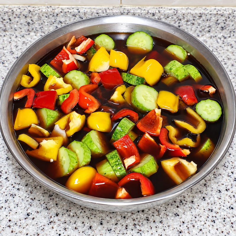 끓여 붓기만 하면 오이 양파장아찌 만들기 완성!