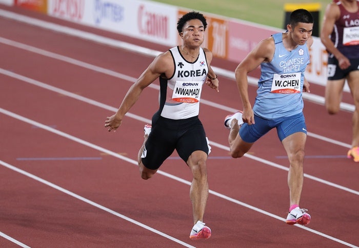 나마디 조엘진, 태양의 후예 아역, 10초23으로 아시안게임 100m 준결승행