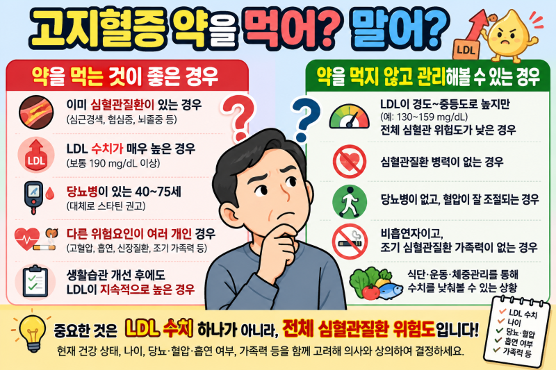 고지혈증 약 먹을까? 말까?