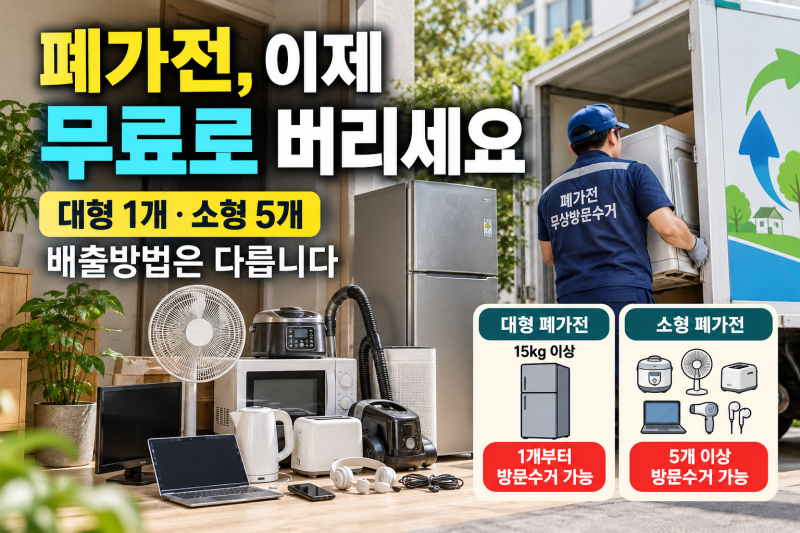 모든 폐가전 무료배출 확대…대형 1개·소형 5개부터 방문수거를 신청할 수 있습니다