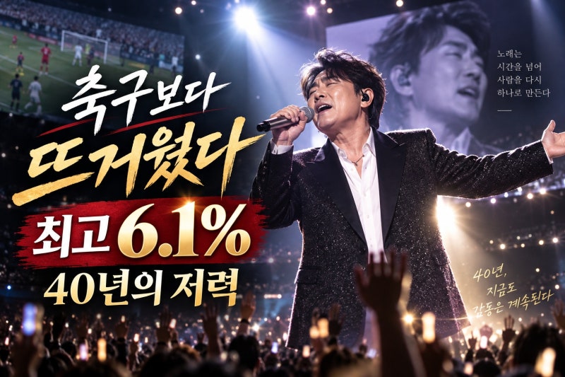 이승철 A매치 대결 최고 6.1%…축구 중계 뚫은 40주년 피날레 쇼의 힘