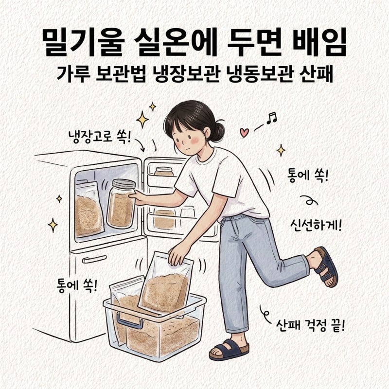 밀기울 실온에 두면 쩐내 배임 가루 보관법 냉장보관 냉동보관 산패
