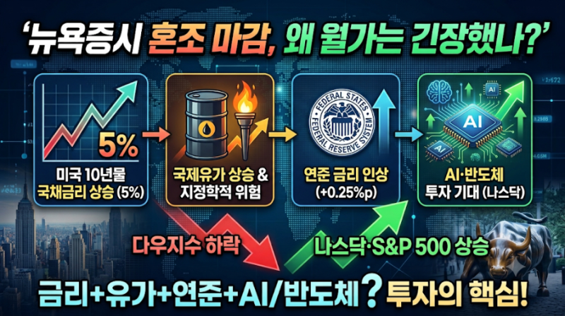 뉴욕증시 혼조 마감, 왜 월가는 긴장했나…국채금리·유가·연준까지 정리