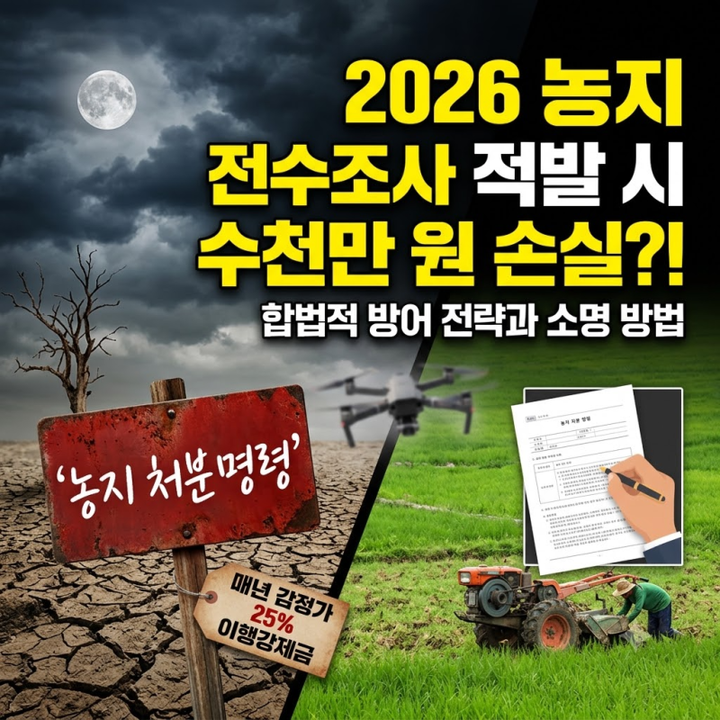 2026 농지 전수조사 대상 및 대응방법｜적발 시 매년 감정가 25% 이행강제금? 합법적 소명 절차....