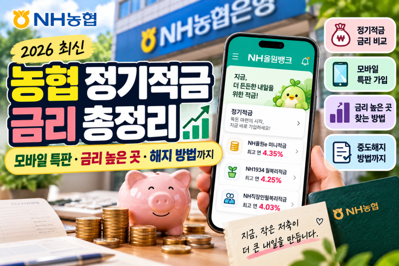 2026 농협 정기적금 금리 총정리/ 모바일 특판, 금리 높은 곳, 중도해지 방법까지