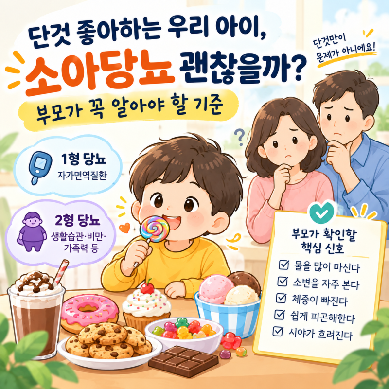 단것 좋아하는 우리 아이, 소아당뇨 괜찮을까? 부모가 꼭 알아야 할 기준과 예방법