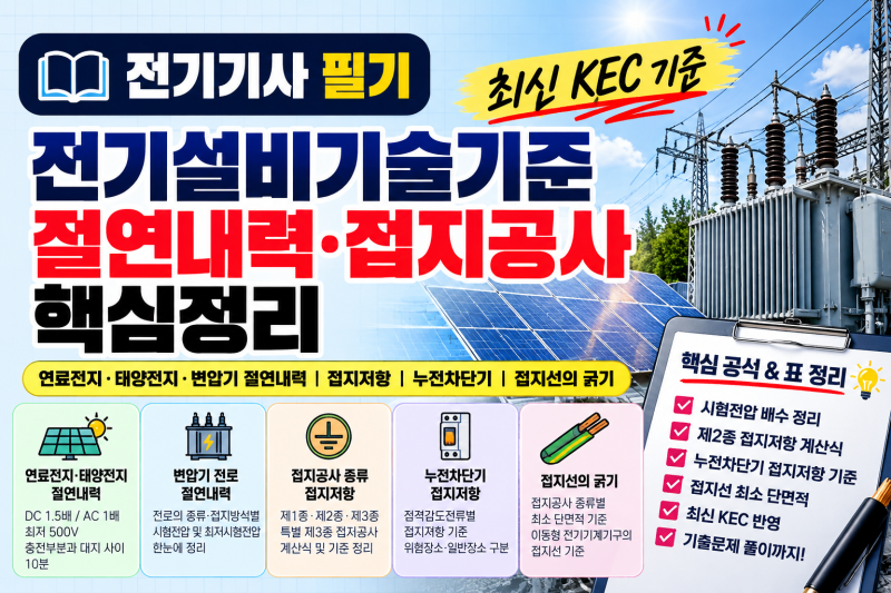 전기기사 필기 전기설비기술기준｜연료전지·변압기 절연내력과 접지공사 기출문제 총정리