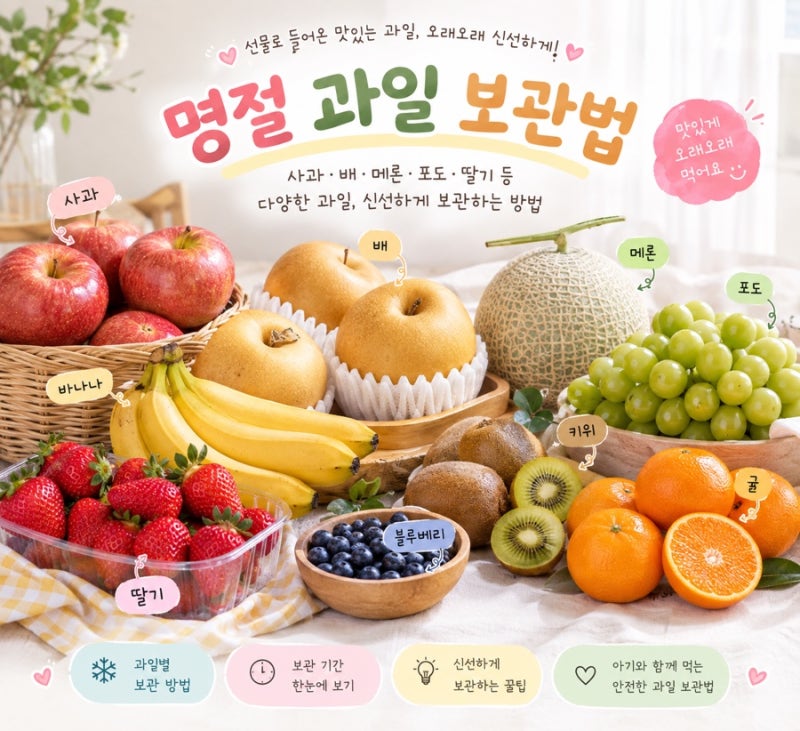 추석 명절 과일 보관법 총정리 - 사과부터 배·메론·샤인머스캣까지, 과일별 보관방법