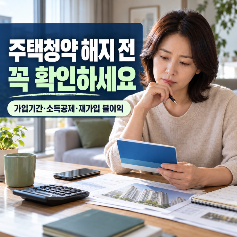 주택청약 해지 전 꼭 확인하세요｜가입기간·소득공제 추징·재가입 불이익