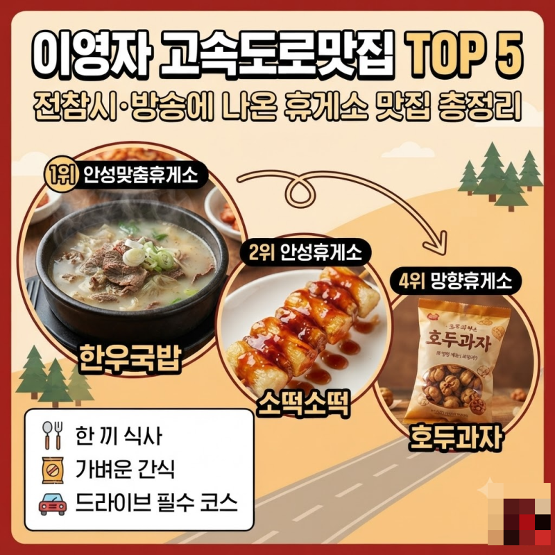 이영자 고속도로맛집 TOP 5 — 전참시·방송에 나온 휴게소 맛집 총정리