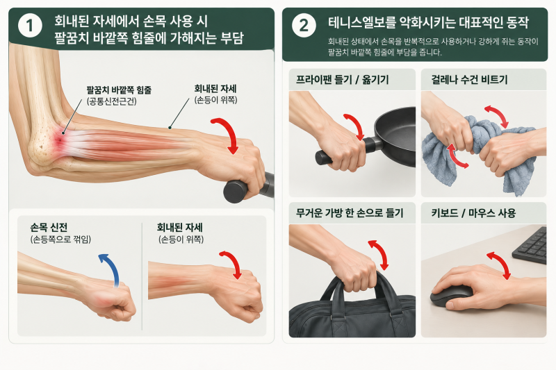 테니스엘보 원인과 치료, 왜 팔꿈치 통증이 반복될까요?