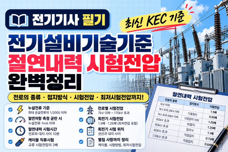 전기기사 필기 전기설비기술기준｜절연저항·절연내력 시험전압 완벽정리