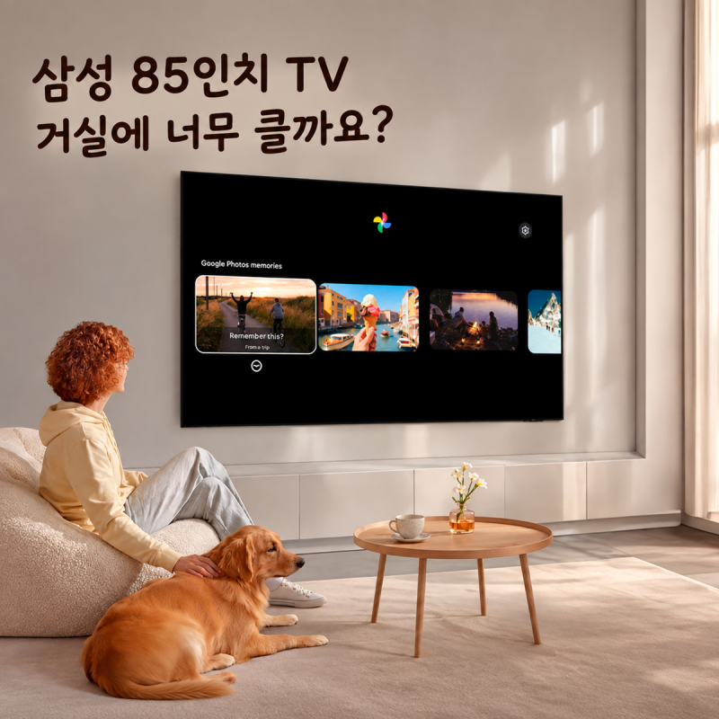 삼성 85인치 TV, 거실에 놓으면 너무 클까요? 시청거리는?