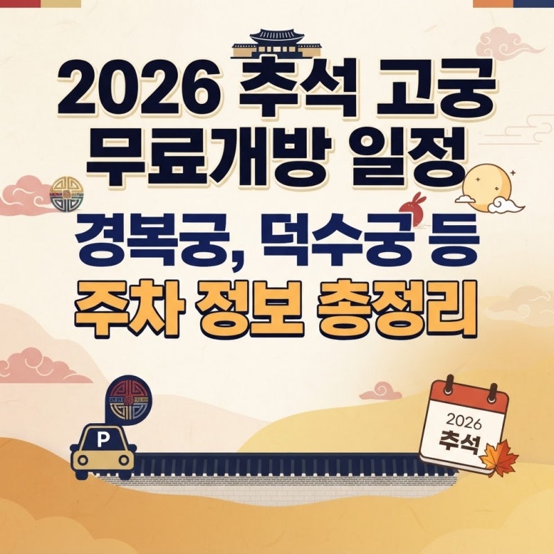 2026 추석 고궁 무료개방 일정, 경복궁, 덕수궁 등, 주변 주차장 정보 총정리
