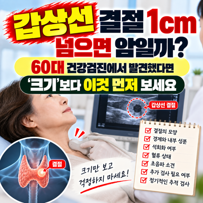갑상선 결절 1cm 넘으면 암일까? 60대 건강검진에서 발견했다면 ‘크기’보다 이것 먼저 보세....