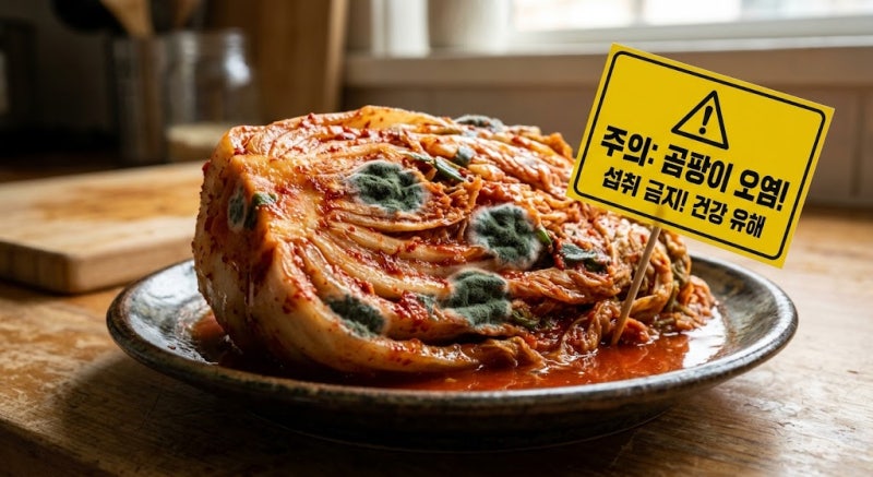 골마지랑 전혀 달라요! 김치 초록반점 보이면 무조건 통째로 버릴 것!