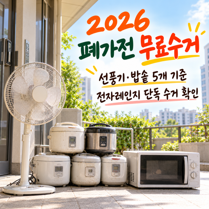 2026년 폐가전 무상 방문수거 총정리: 선풍기, 전자레인지, 밥솥 버리는 법