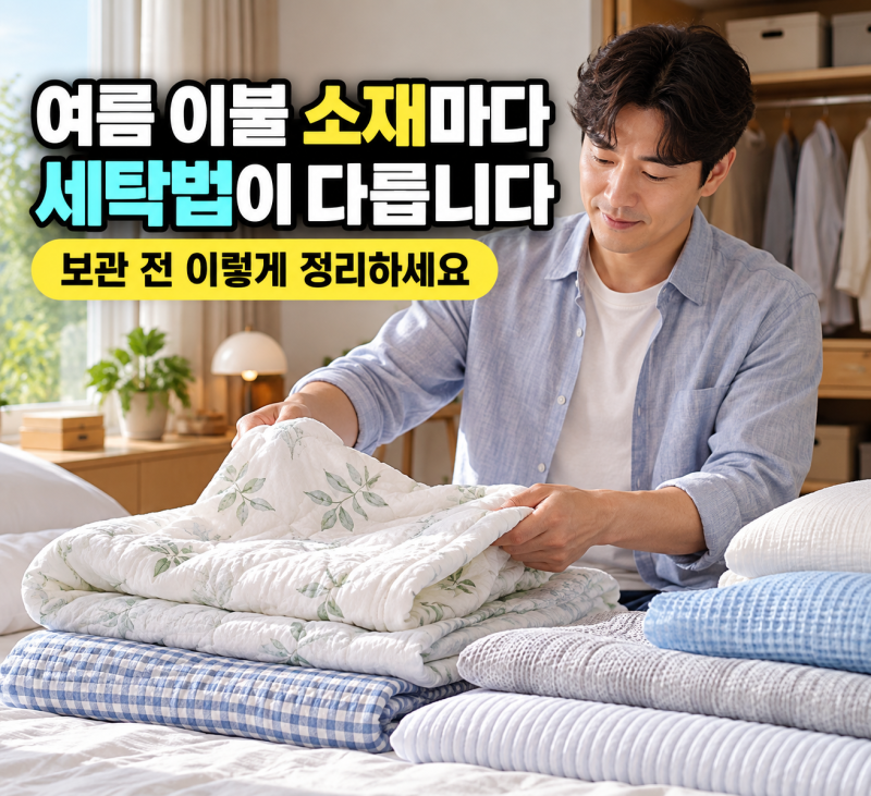 여름 이불 소재별 세탁법이 다릅니다, 보관 전 이렇게 정리하세요