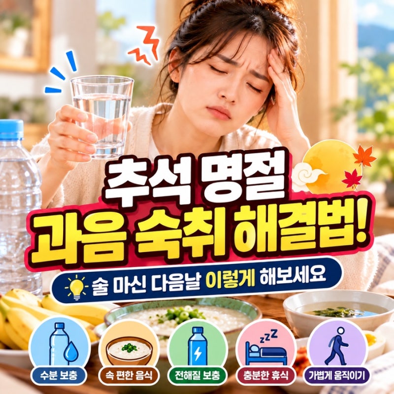 추석 명절 과음 숙취 해결법! 술 마신 다음날 이렇게 해보세요