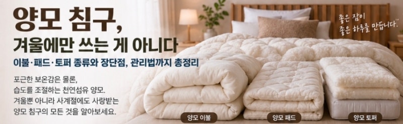 양모 침구, 겨울에만 쓰는 게 아니다 ️ 이불·패드·토퍼 종류와 장단점, 관리법까지 총정리