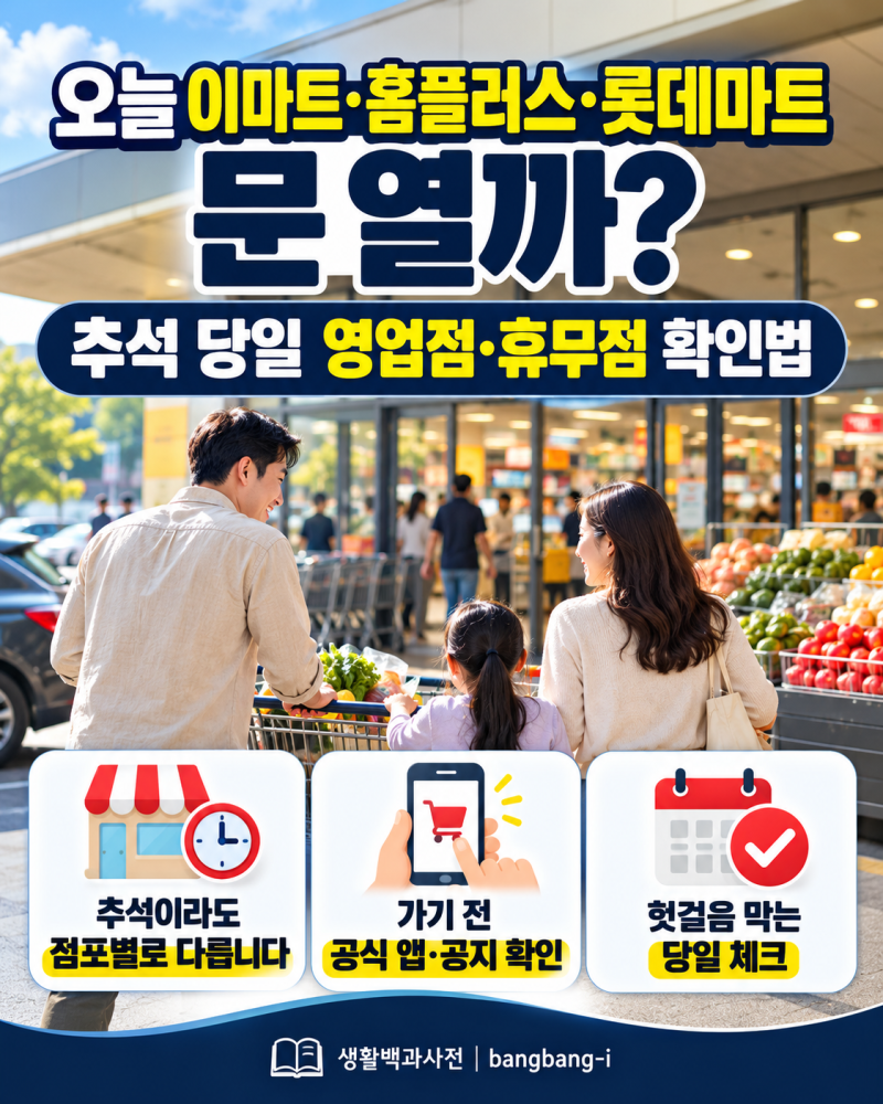오늘 이마트·홈플러스·롯데마트 문 열까? 추석 당일 영업점·휴무점 확인법