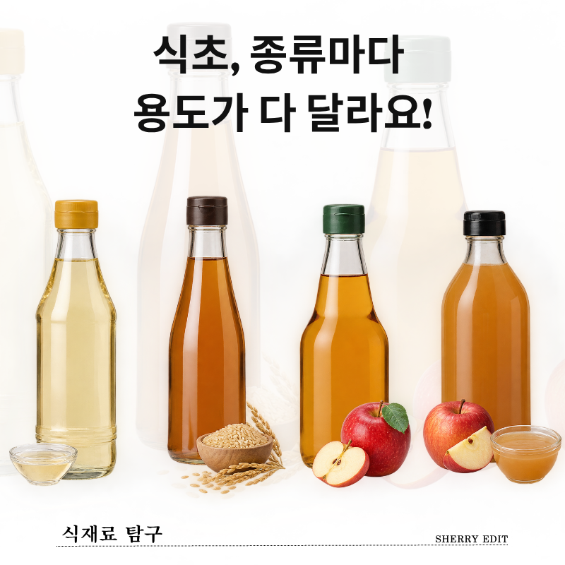 식초 종류별 차이, 일반식초·현미식초·사과식초·애사비 뭐가 다를까?