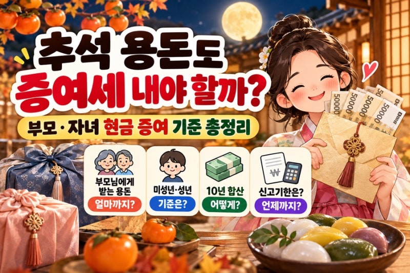 추석 용돈도 증여세 내야 할까? | 부모·자녀 현금 증여 기준 총정리