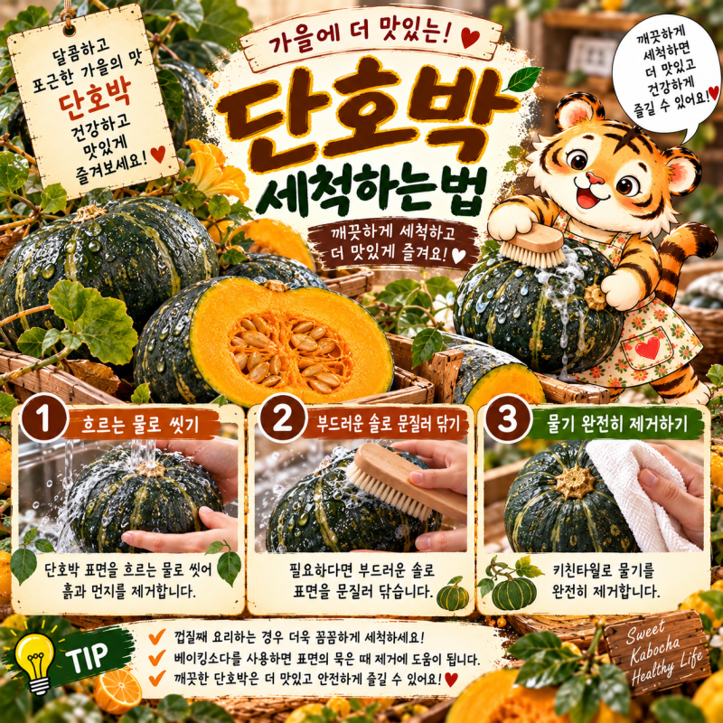10월 제철 단호박 손목 안 다치는 껍질 손질법 & 속 파내기·큐브 절단 소분 냉동 보관 가이드