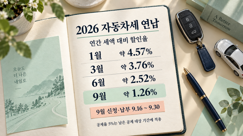 2026 자동차세 연납 신청 총정리 (+ 연납 시기별 할인율·차량 매각 후 환급 방법)