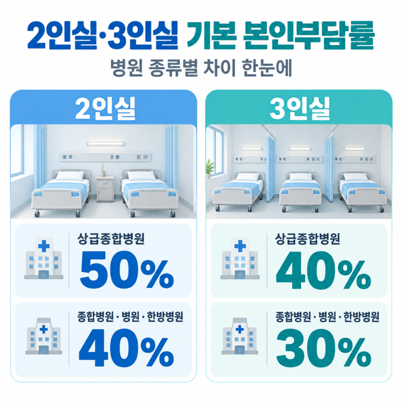 1인실은 비급여, 2·3인실은 건강보험? 병실료 본인부담률 한눈에