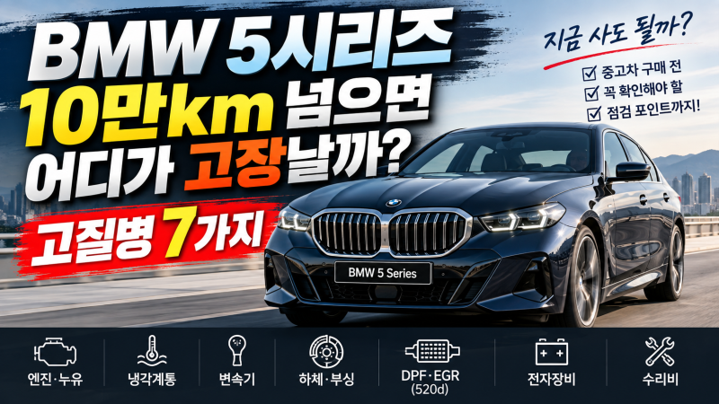 BMW 5시리즈 10만km 넘으면 어디가 고장날까? 고질병 7가지