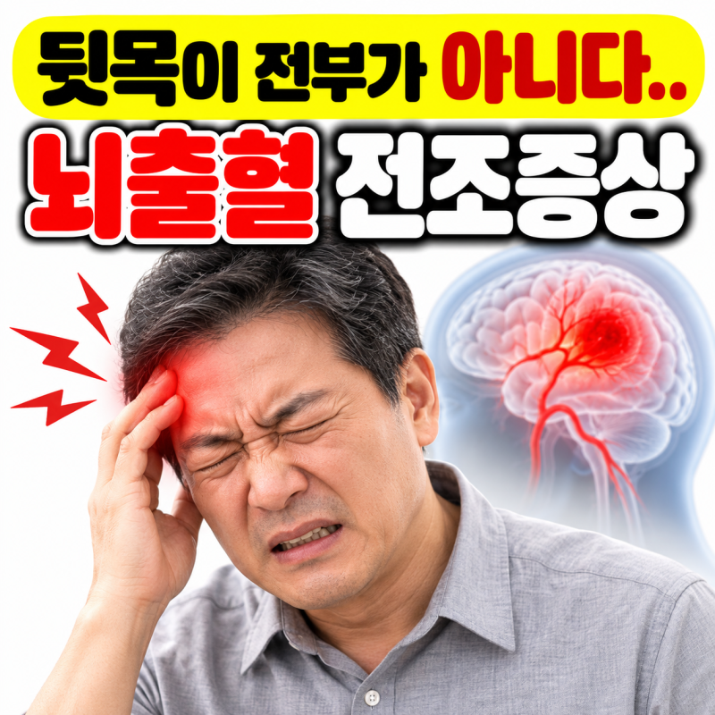 "뒷목 당기는 게 전부가 아니었다" 뇌출혈 전조증상 5가지, 이럴 땐 바로 119