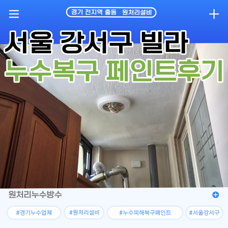 [서울 강서구 페인트] 강서구 구축 빌라 누수 피해복구｜세탁실 천장 페인트 시공 후기