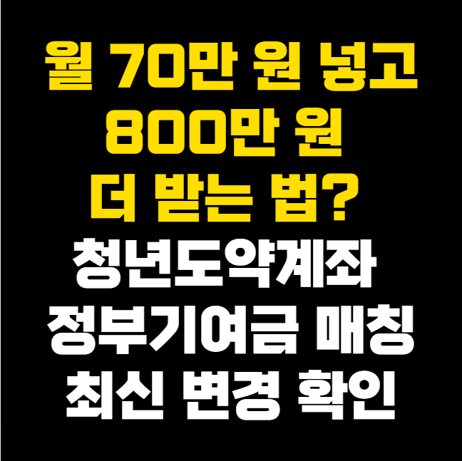 월 70만 원 넣고 800만 원 더 받는 법? 청년도약계좌 정부기여금 매칭 최신 변경 확인
