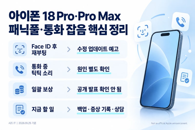 아이폰18 프로·프로맥스 패닉풀, 교환해야 할까? 재부팅·통화 잡음 정리