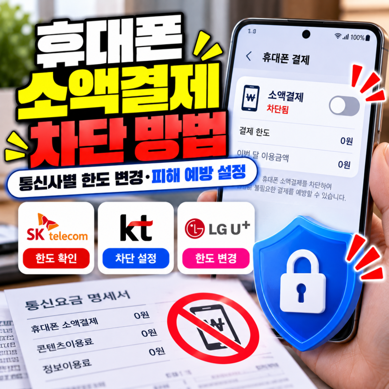 휴대폰 소액결제 차단 방법｜통신사별 한도 변경·피해 예방 설정