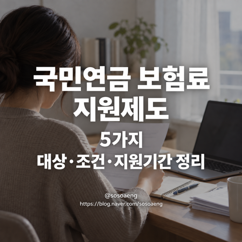 국민연금 보험료 지원제도 5가지, 대상·조건·지원기간 정리