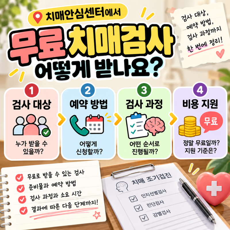 치매안심센터 무료 치매검사 받는 방법, 대상·예약·검사 과정 정리