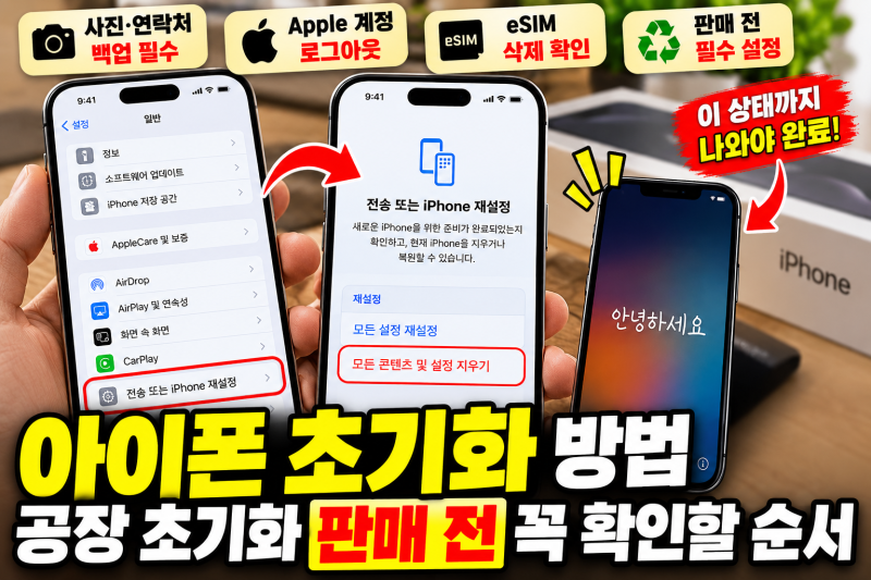 아이폰 초기화 방법 공장 초기화 판매 전 꼭 확인할 순서