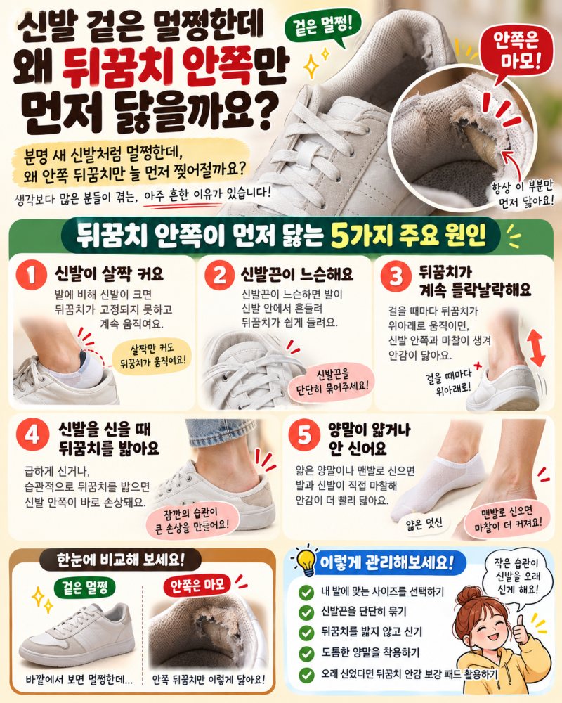 멀쩡한 운동화 버릴 뻔했다｜뒤꿈치 안감 헤짐, 신발 수선 패드 하나로 살리는 방법