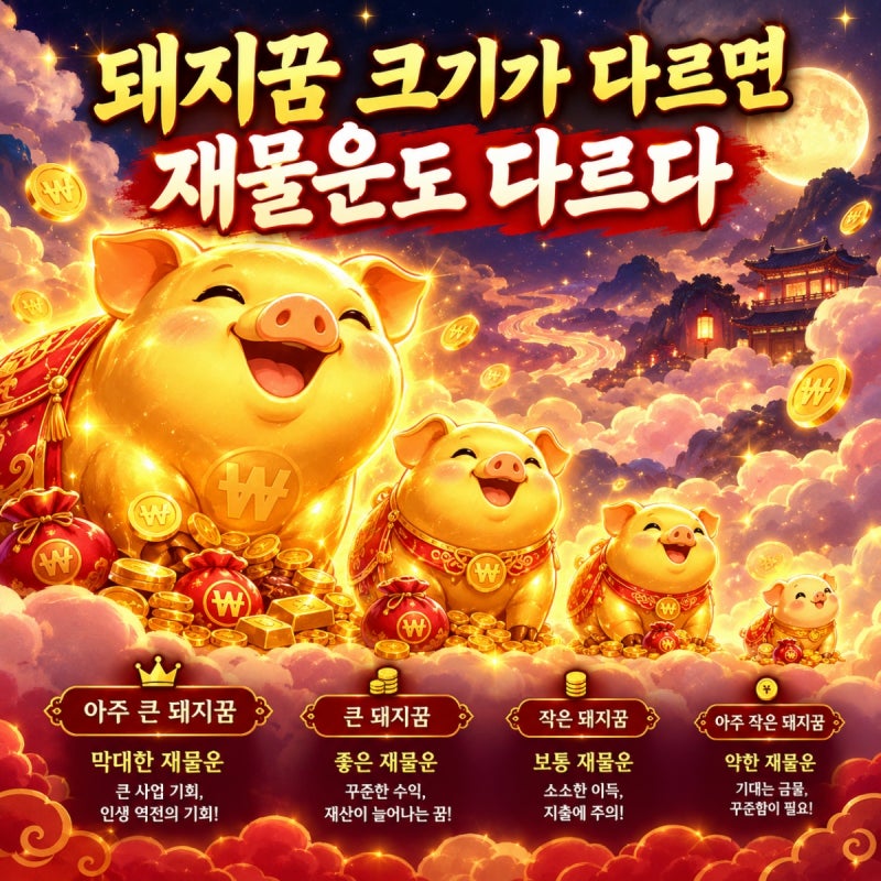 돼지꿈 해몽 크기 차이, 통장에 찍히는 돈 액수는 따로 있다