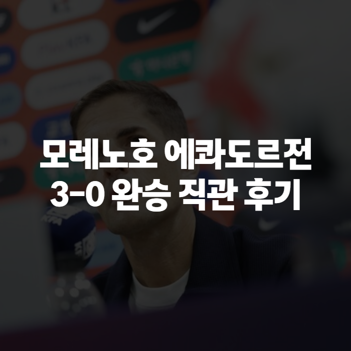 모레노호 에콰도르전 3-0 완승 직관 후기, 감독 한 명 바뀌었을 뿐인데 이렇게 다르다니